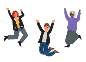 people jumping of happiness